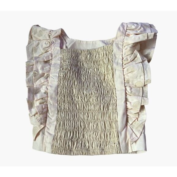 DisneyWorld Resort Wear Girls Minnie Mouse Smocked Ruffle Polka Dot Beige Cream - Picture 4 of 9